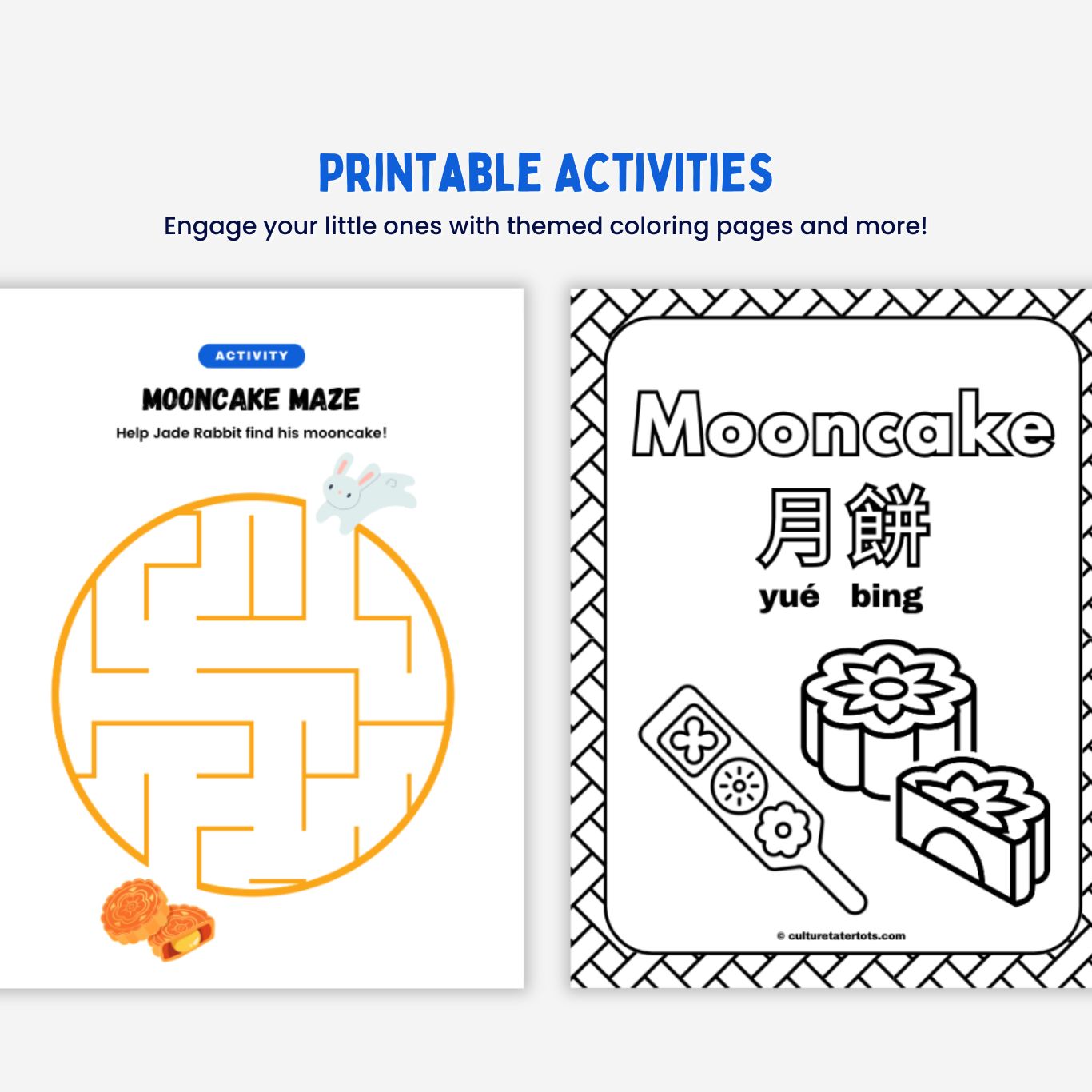Mid-Autumn Festival Bilingual Activity & Presentation Pack for Kids – Printable Worksheets & Slides