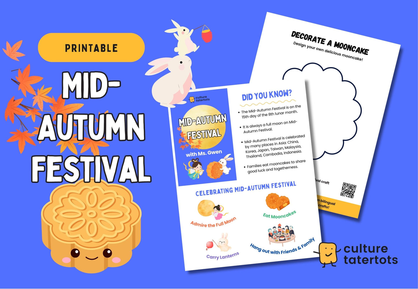 FREE - Mid-Autumn Festival Printable for Kids | Holiday Fun Facts + DIY Jade Rabbit Paper Lantern Craft